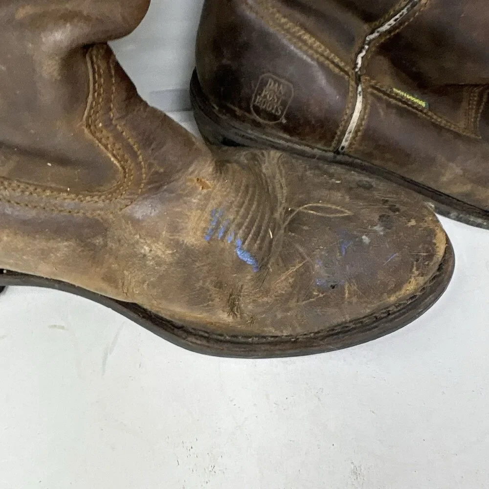Vintage Style Dan Post Leather Pull On Roper Boots Heavily Worn Patina Mens 12D